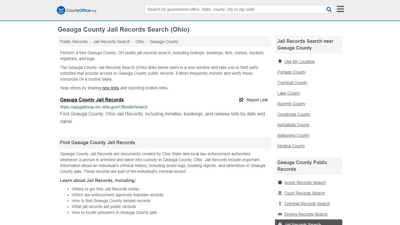 Jail Records Search - Geauga County, OH (Jail Rosters & Records)